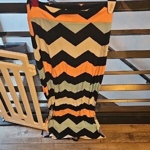 Rue21 Chevron Maxi Skirt - Black, Orange, Cream